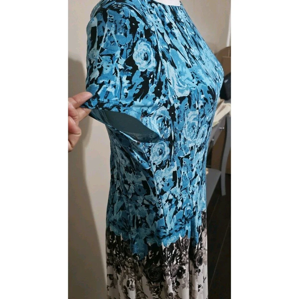 Julian Taylo Womens Midi Dress Floral  Multicolor Short Sleeve Knee-LengthSz 10